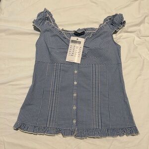 Brandy Melville Elena Blue Gingham Women's Top